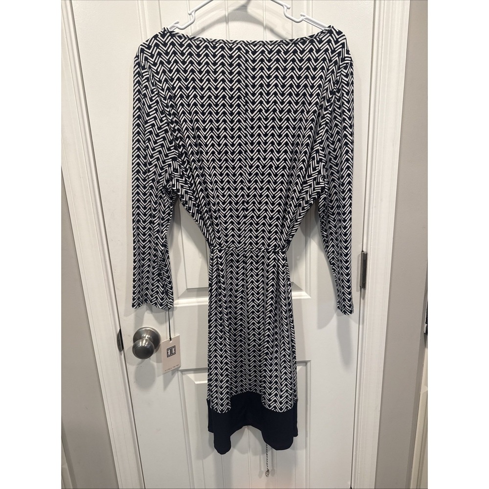 Ivanka Trump Black And White Geometric 3/4 Sleeve Dress XL NWT - Picture 6 of 6
